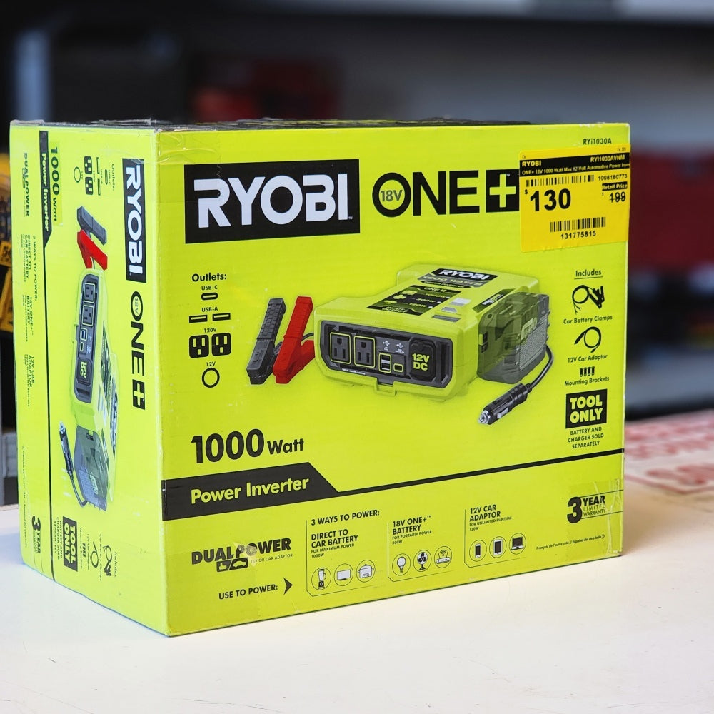 One + 18V 1000-Watt Max 12-Volt Automotive Power Inverter One + 18V 1000-Watt Max 12-Volt Automotive Power Inverter